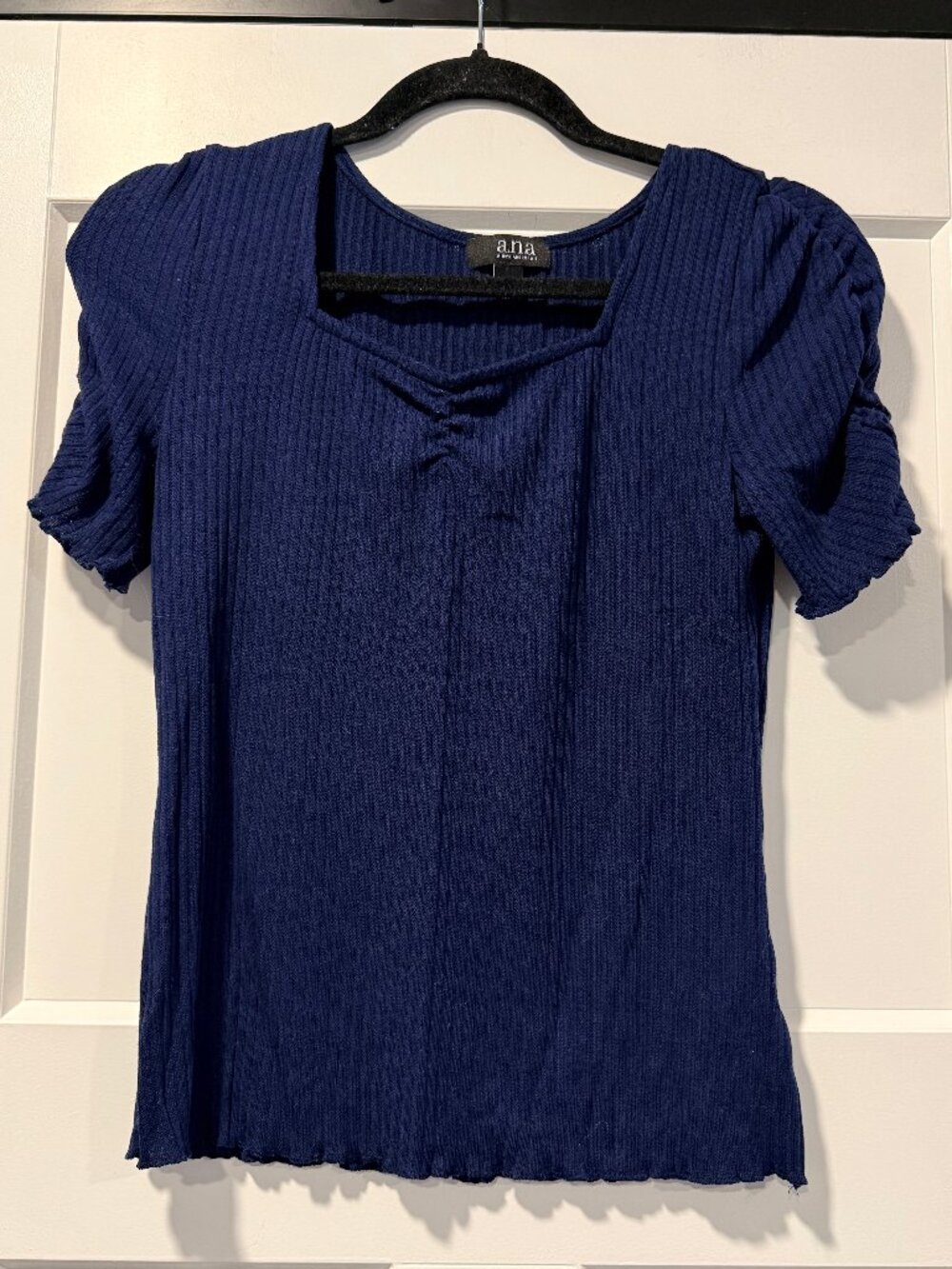 A.N.A. Navy Blue Short-Sleeve Ribbed Fitted Tee